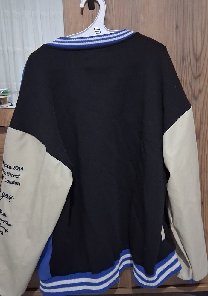 Baskılı Mavi Düğmeli Ceket - Görsel 4