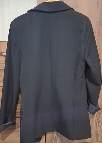 Düğmeli Siyah Kadın Blazer Ceket - Görsel 2