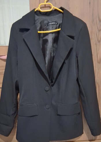 Düğmeli Siyah Kadın Blazer Ceket - Görsel 3