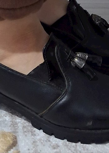 Siyah Kemerli Erkek kadın Loafer Ayakkabı - Görsel 3