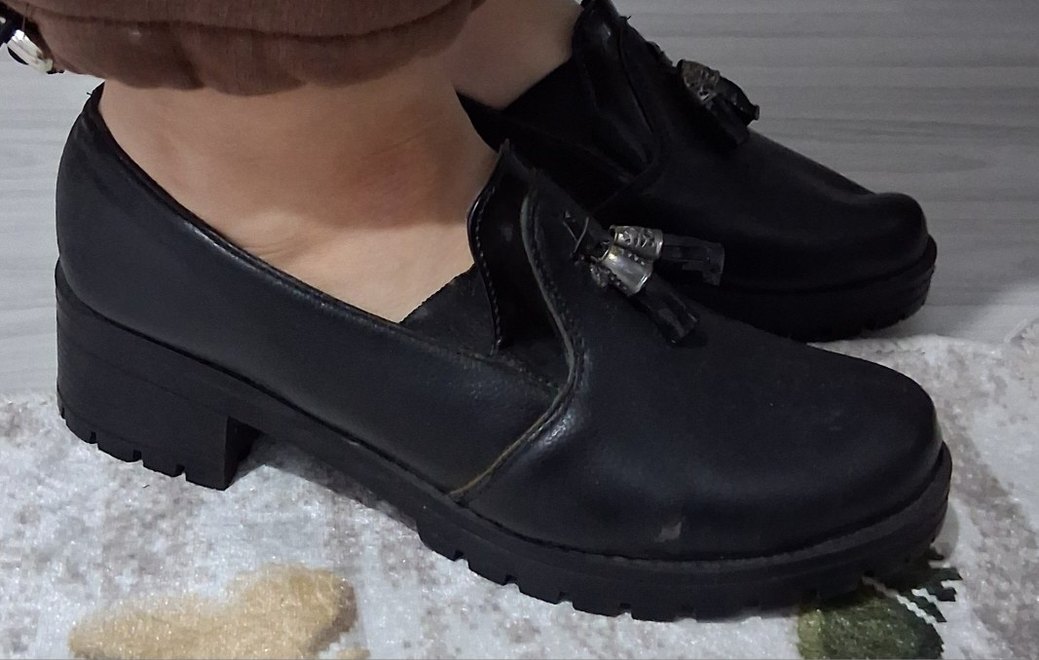 Siyah Kemerli Erkek kadın Loafer Ayakkabı - Görsel 3