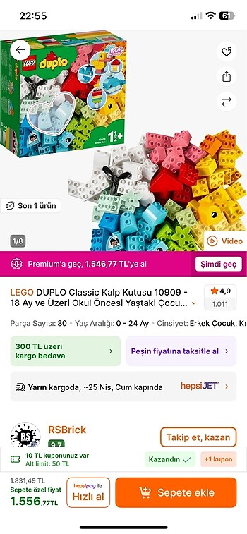 LC Waikiki Lego dublo Classic kalp kutusu