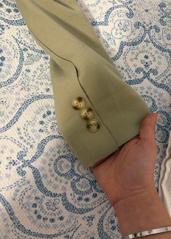 Bej Kadın Düğmeli Midi Blazer Ceket - Görsel 3