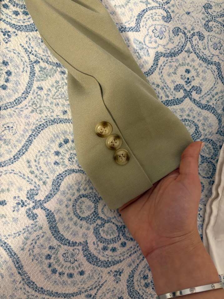 Bej Kadın Düğmeli Midi Blazer Ceket - Görsel 3