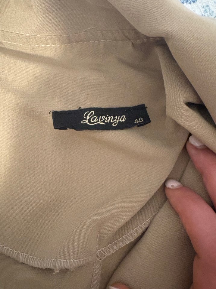 Bej Uzun Kadın Trençkot - Görsel 3