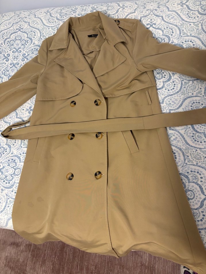 Bej Uzun Kadın Trençkot - Görsel 2