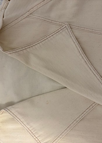 Düğmeli Kısa Kollu Beyaz Keten Kadın Ceket - Görsel 2