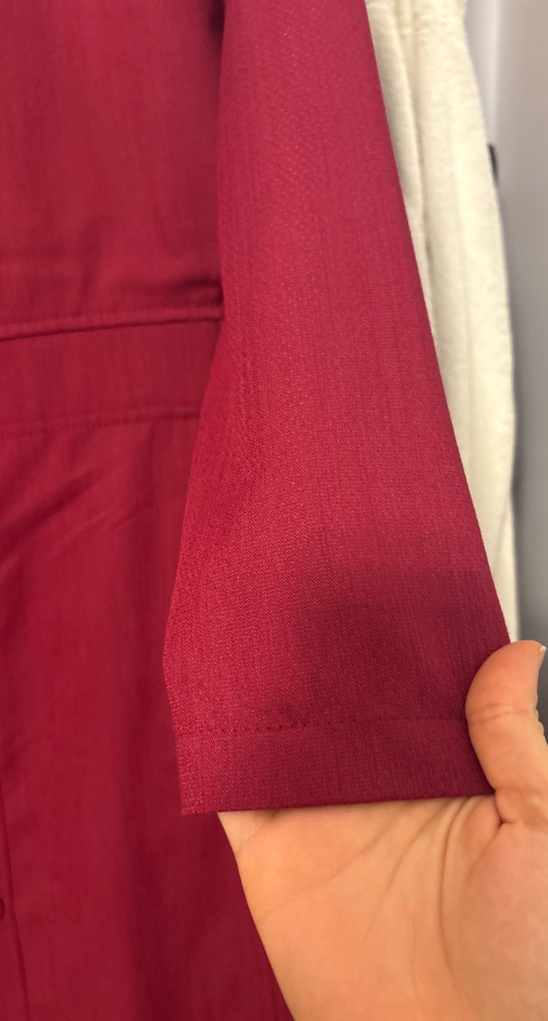 Bordo Uzun Keten Kadın Kaban - Görsel 2