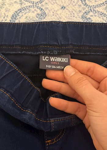 Kız Çocuk Elastik Bel Denim ve Desenli Pantolon - Görsel 4