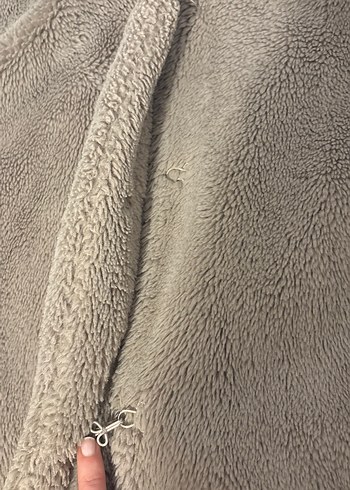 Bej Kapüşonlu Peluş Kadın Ceket - Görsel 3