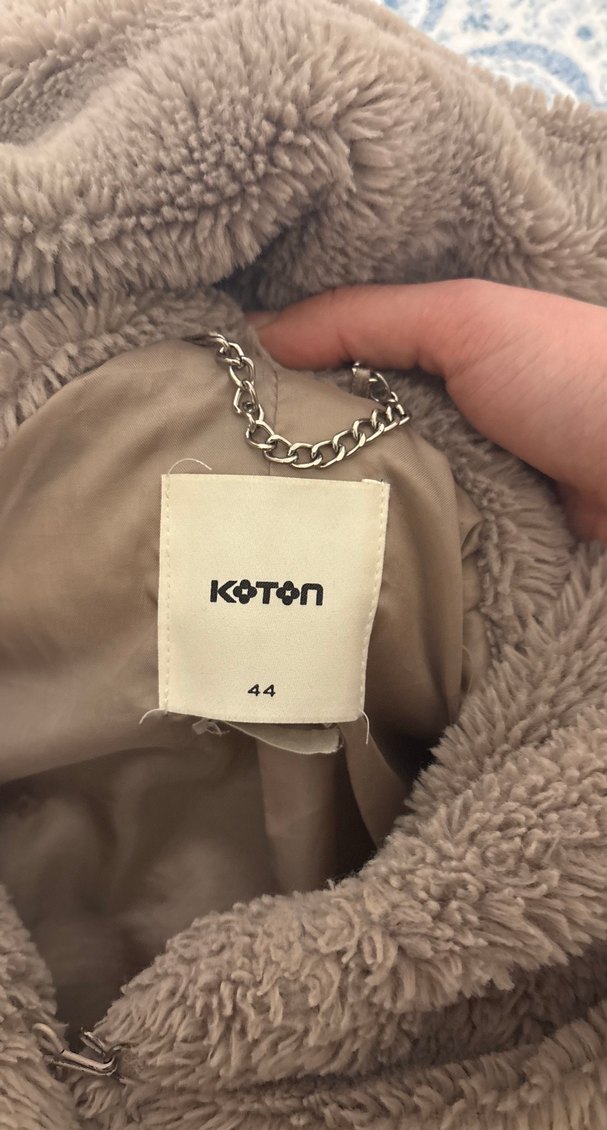 Bej Kapüşonlu Peluş Kadın Ceket - Görsel 4