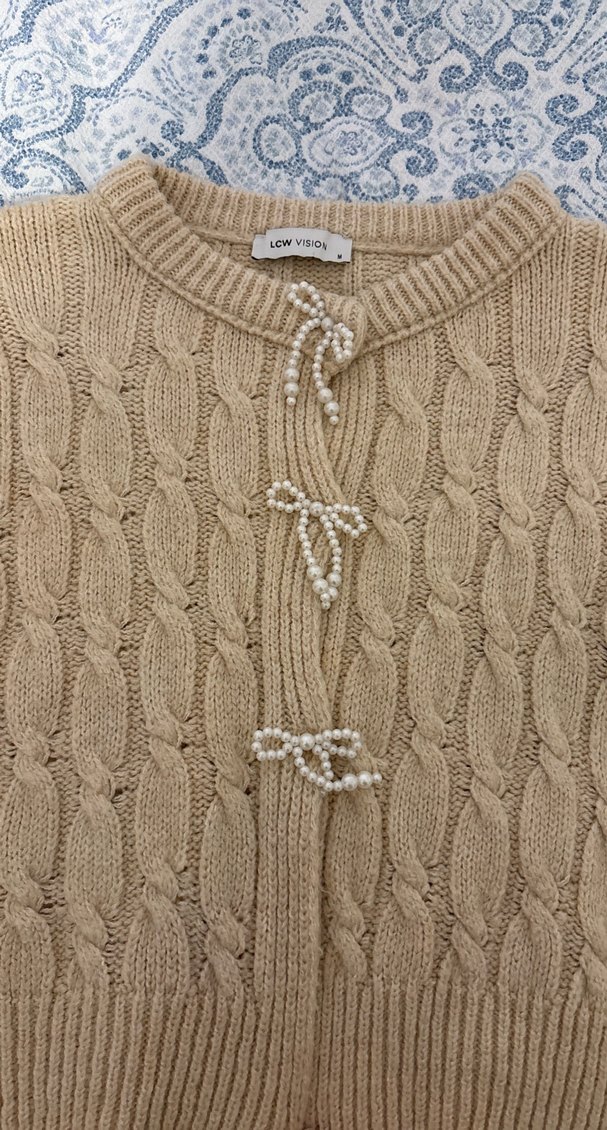 Bej Örgü Kadın Hırka - Görsel 2