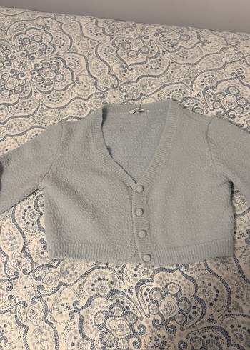 Gri V Yaka Dantel Detaylı Kadın Hırka - Görsel 2