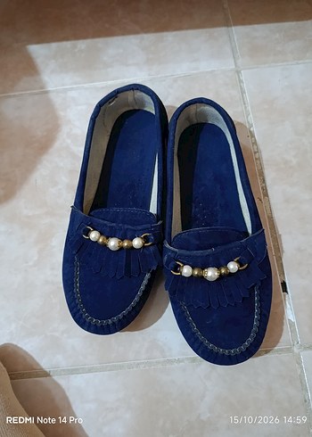 Diğer Lacivert Suet Puskullu Loafer