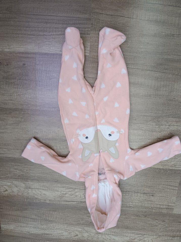 Pembe Kapüşonlu Örgü Desenli Bebek Tulum - Görsel 2