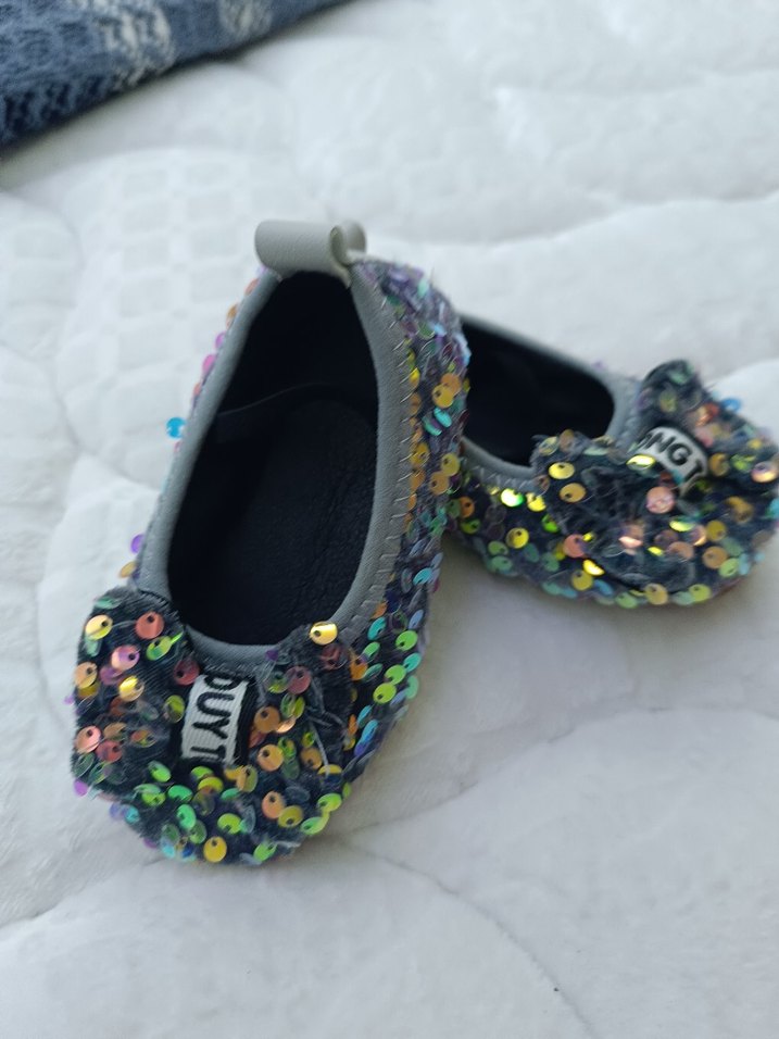 Gri Pul İşlemeli Kız Babet Ayakkabı - Görsel 2