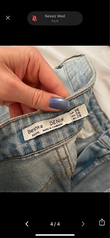 m Beden mavi Renk BERSHKA kot şort