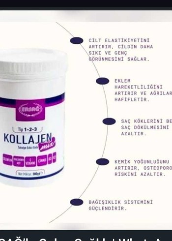 Bitkisel içeriğe sahip Beyaz Toz Kollajen Mix 300g - Görsel 4