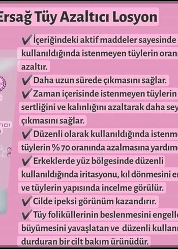 Bitkisel içeriğe sahip Ersağ Tüy Azaltıcı Losyon 200 ml - Görsel 2