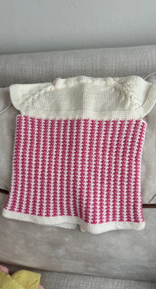 Kız Çocuk Pembe Örgü Kolsuz Hırka - Görsel 3