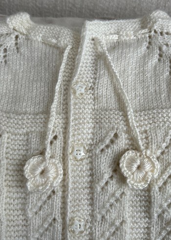 Çocuk El Örgüsü Kolsuz Hırka - Görsel 2