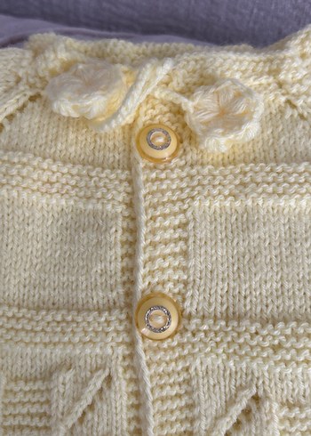 Kız Çocuk Sarı Kısa Kollu El Örgüsü Yelek - Görsel 2