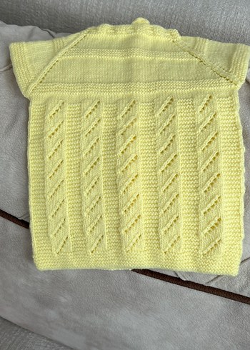 Kız Çocuk Sarı Kısa Kollu El Örgüsü Yelek - Görsel 3