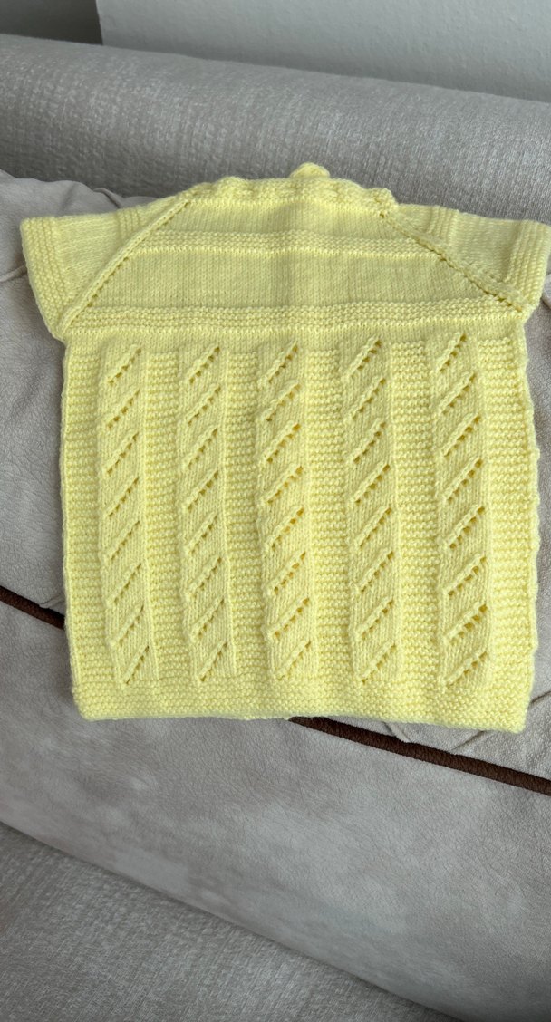 Kız Çocuk Sarı Kısa Kollu El Örgüsü Yelek - Görsel 3