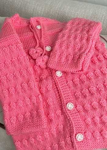 Pembe El Örgüsü Kız Hırka - Görsel 4