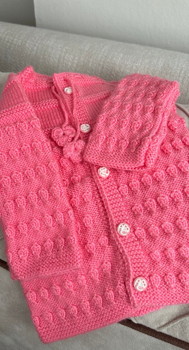 Pembe El Örgüsü Kız Hırka - Görsel 4