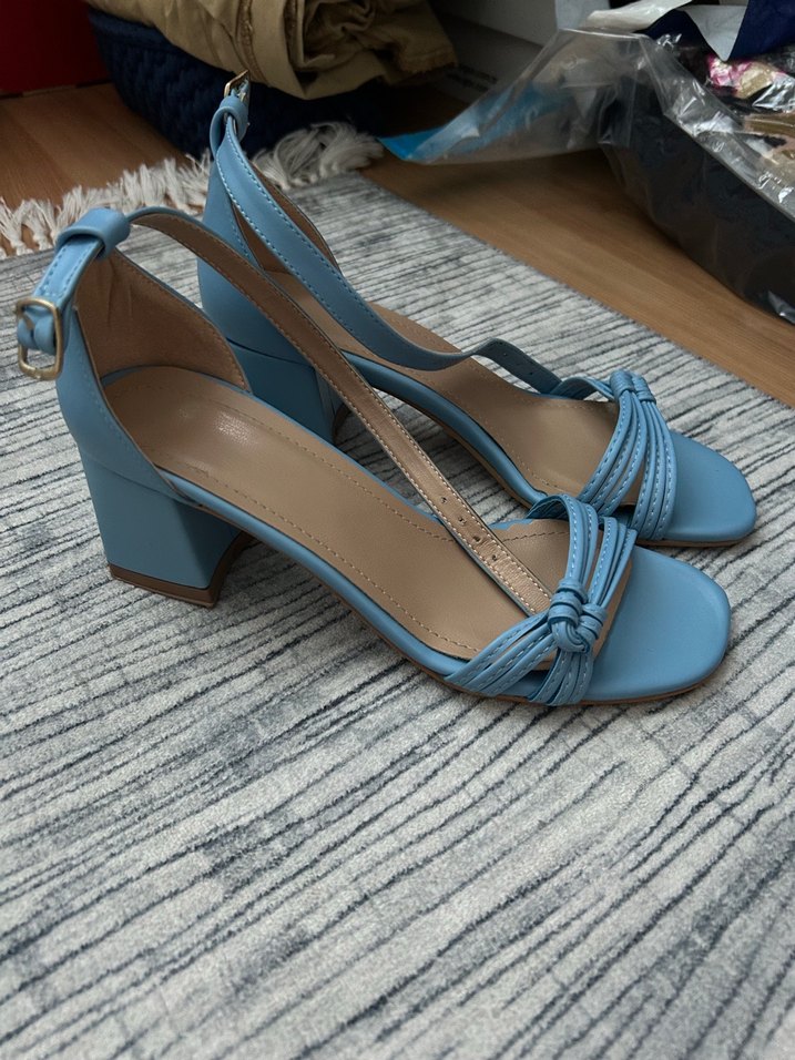 Mavi Bantlı Kadın Topuklu Sandalet - Görsel 4