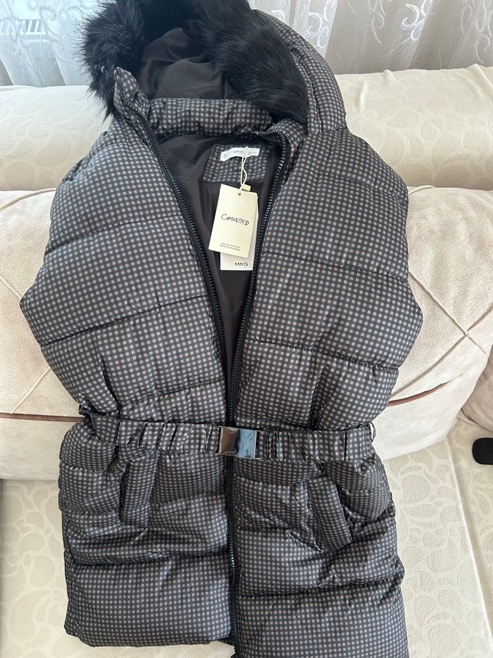 Kemerli Kareli Kadın Şişme Yelek - Görsel 4