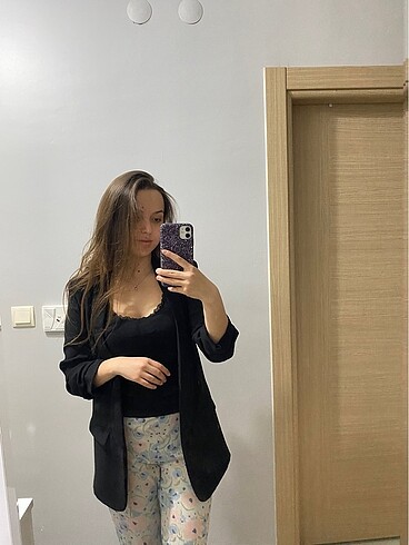 s Beden siyah Renk Zara büzgülü kol blazer