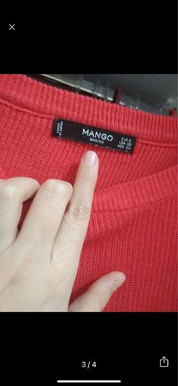s Beden Mango kırmızı sırt detaylı bluz