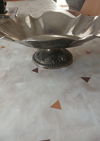 Vintage Çiçek Desenli Parlak Bej Tabak - Görsel 2