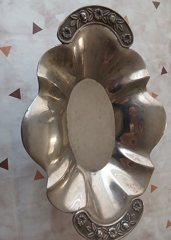 Vintage Çiçek Desenli Parlak Bej Tabak - Görsel 3