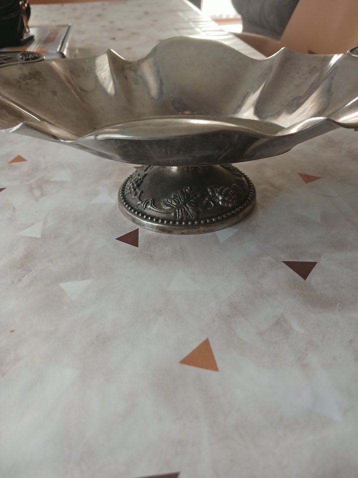 Vintage Çiçek Desenli Parlak Bej Tabak - Görsel 2