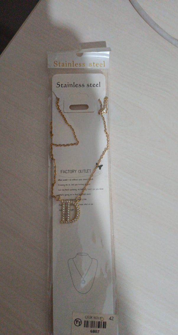 Zincir Detaylı Altın Renk Midi Kadın Kolye d harfi - Görsel 2