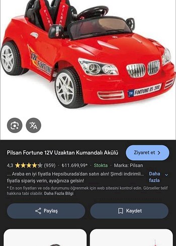 Pilsan Fortune 12V Uzaktan Kumandalı Akülü Araba