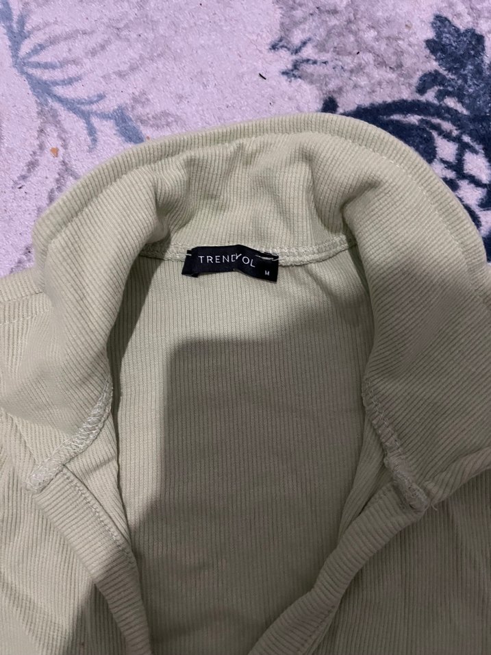 Yeşil Kısa Kollu Keten Polo Tişört - Görsel 3