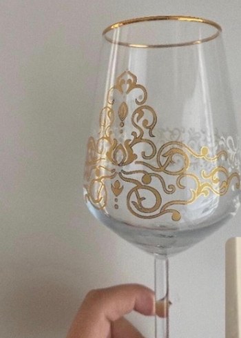 Hiç kullanılmayan Karaca Altın işlemeli şık uzun ayaklı kadeh - Görsel 2