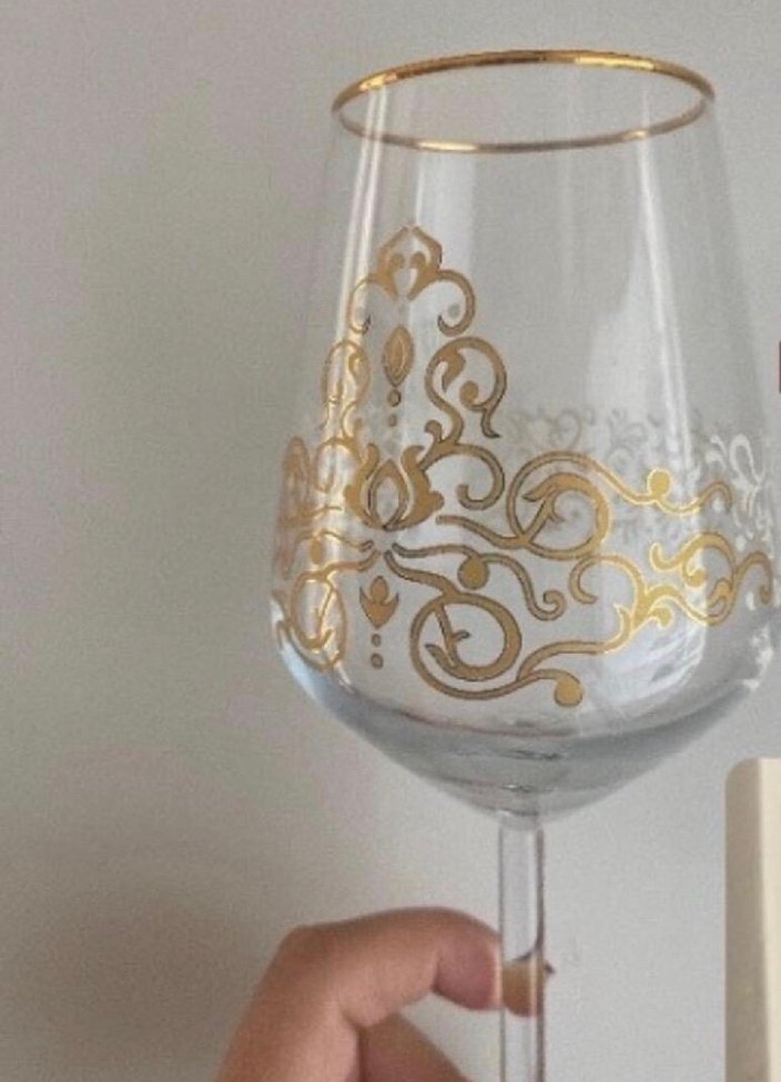 Hiç kullanılmayan Karaca Altın işlemeli şık uzun ayaklı kadeh - Görsel 2