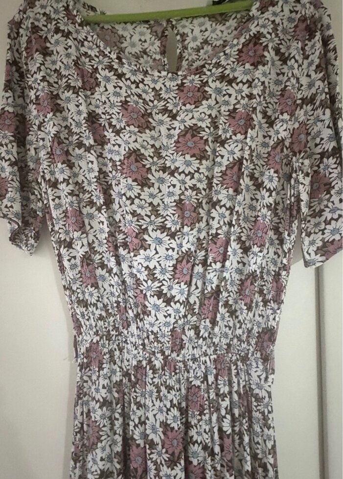 Bohem V Yaka Uzun Günlük Elbise - Görsel 2