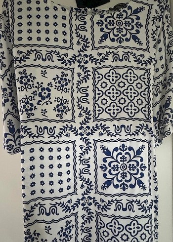 Bohem V Yaka Uzun Desenli Elbise - Görsel 2