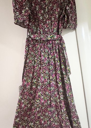 Renkli Bohem Uzun Elbise V Yaka - Görsel 3