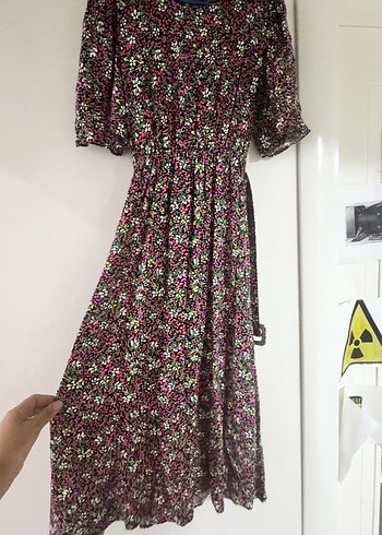 Renkli Bohem Uzun Elbise V Yaka - Görsel 2