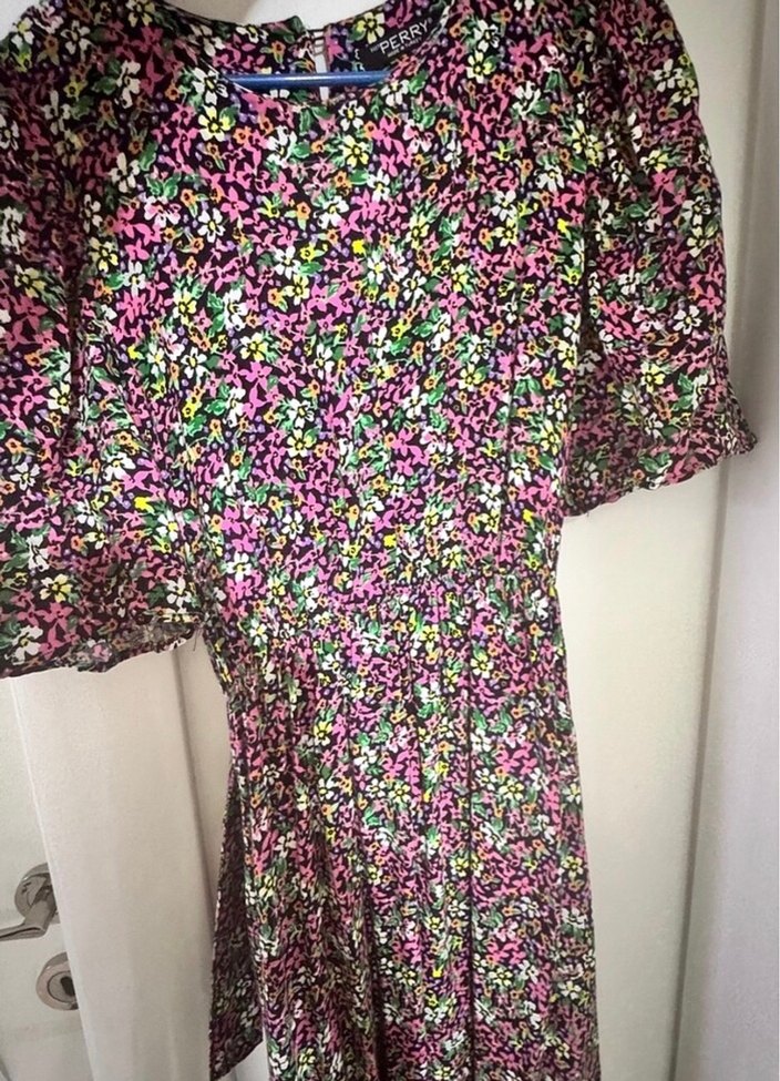 Renkli Bohem Uzun Elbise V Yaka - Görsel 4