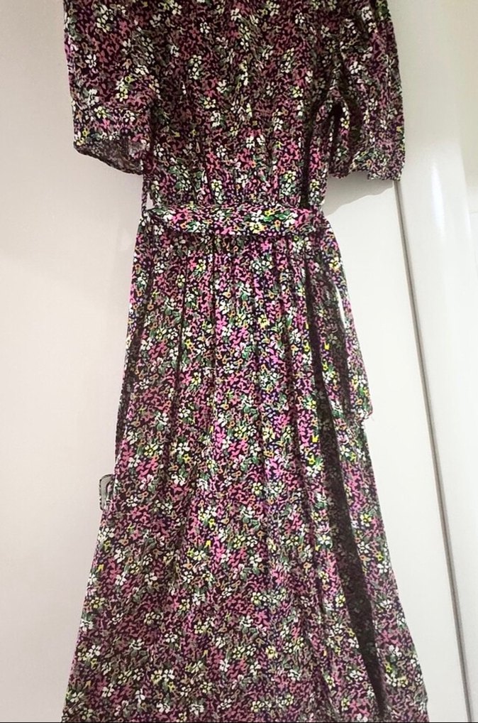 Renkli Bohem Uzun Elbise V Yaka - Görsel 3