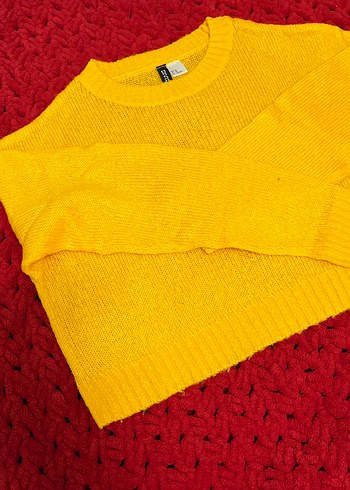 Sarı Kadın Örgü Basic Kazak - Görsel 2