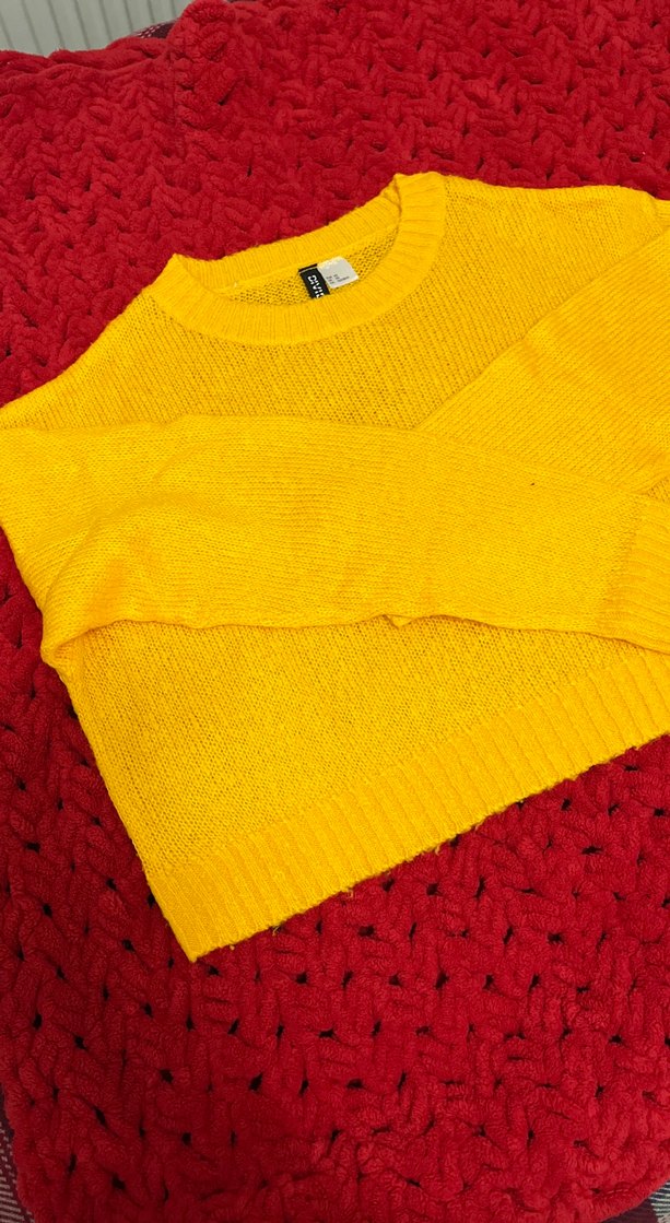 Sarı Kadın Örgü Basic Kazak - Görsel 2